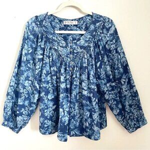 Free People We The Free Cool Meadow Floral Printed Boho Blouse Top Size S EUC